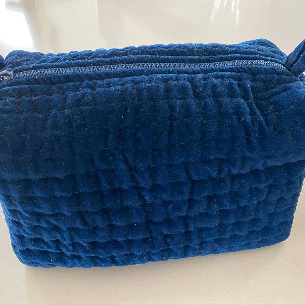 Pottery barn Channel Quilted Velvet Cosmetic Bag